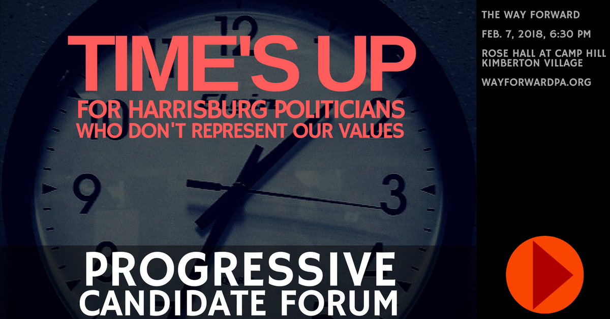 Way Forward Progressive Candidate Forum in Phoenixville, Feb. 7 - announcement graphic.